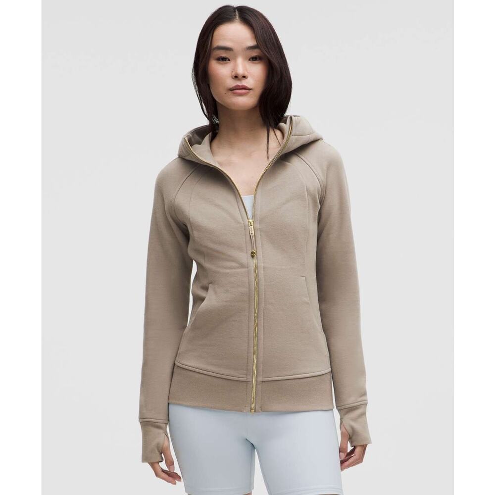 LULULEMON Full Zip Scuba Hoodie in Ash Gray/Gold Size 12 EUC